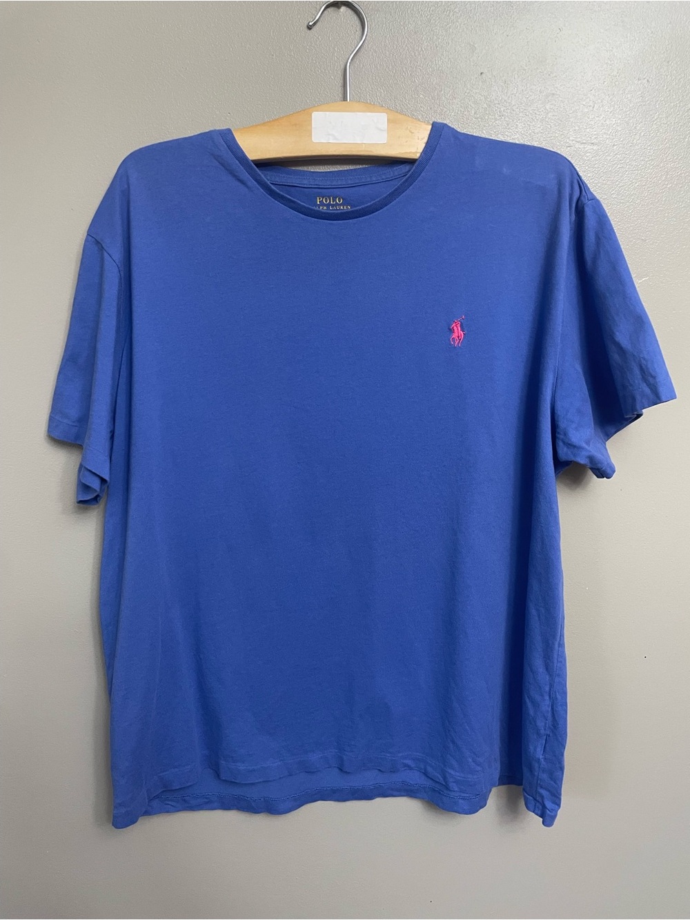 Ralph Lauren Women's Large Crewneck Tee blue pink pony